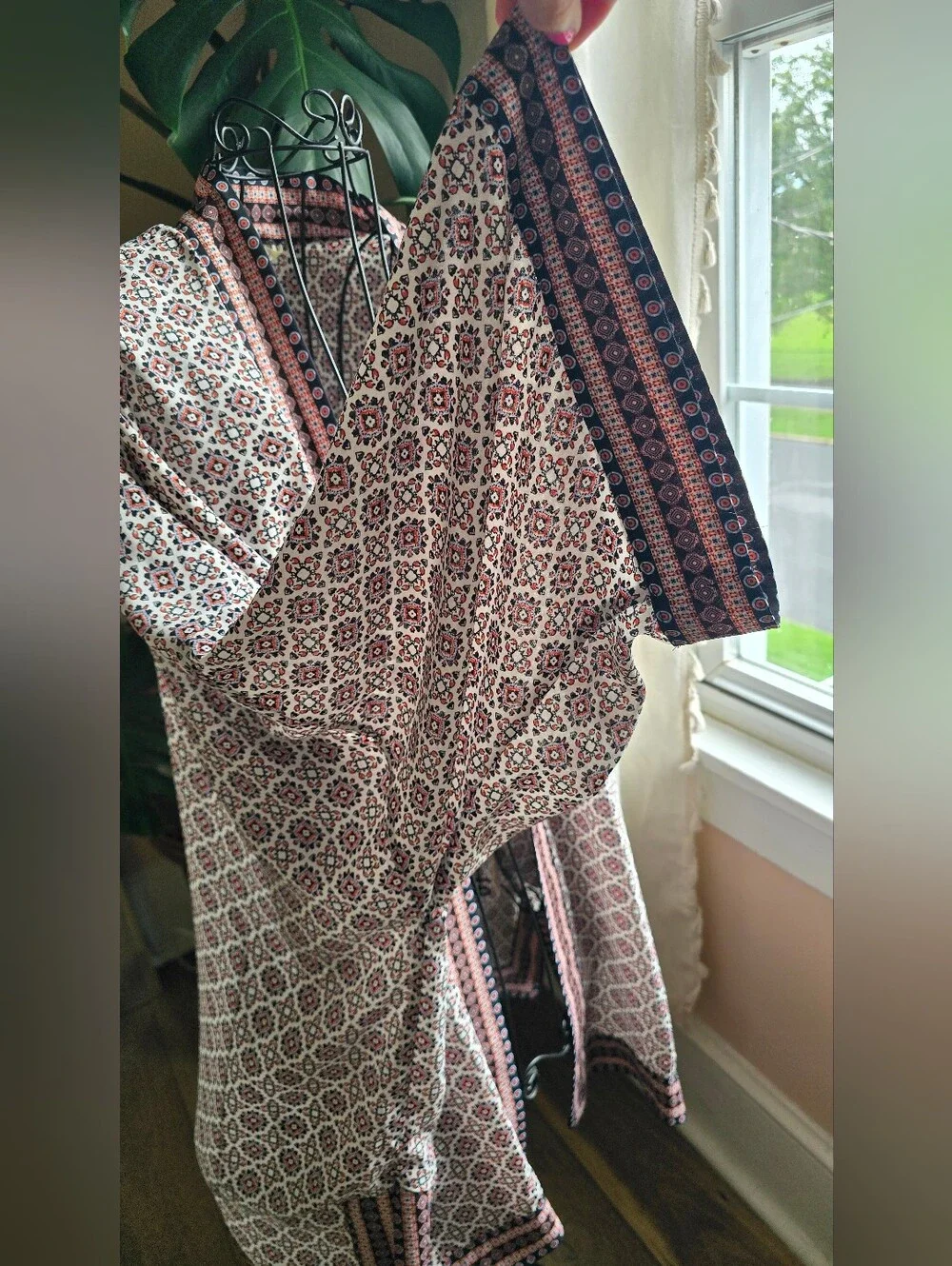 ✨ Max Studio Boho Tile Print Open Front Kimono Cardigan | Size 2X | EUC ✨